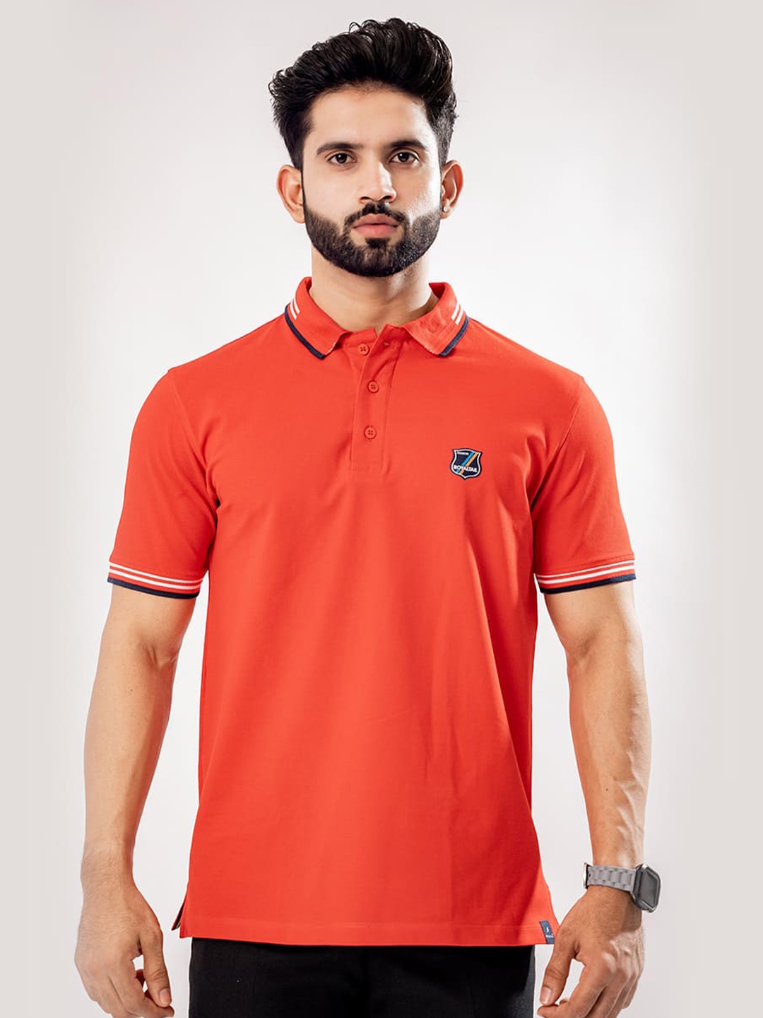 

ROYALTAIL Polo Collar Cotton Regular Fit T-shirt, Red