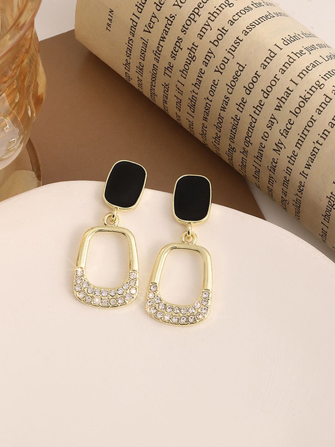 

Krelin Gold Plated Stainless Steel Artificial Stones Drop Earrings