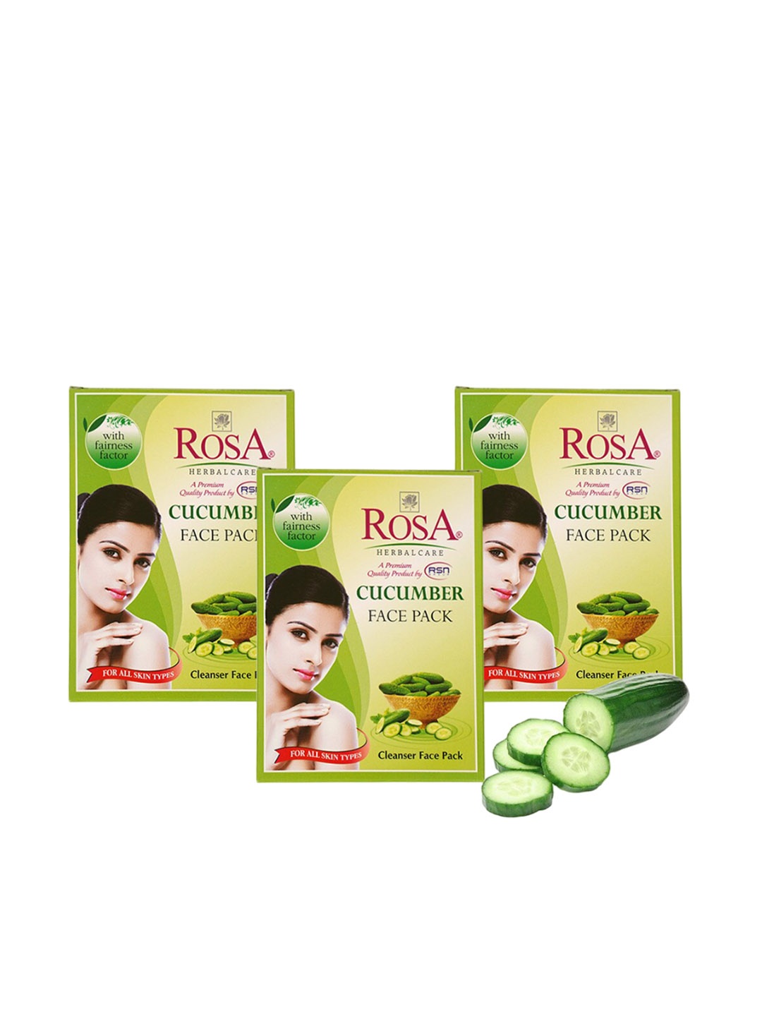 

ROSA Set Of 3 Cucumber Face Pack - 100 gm Each, Green