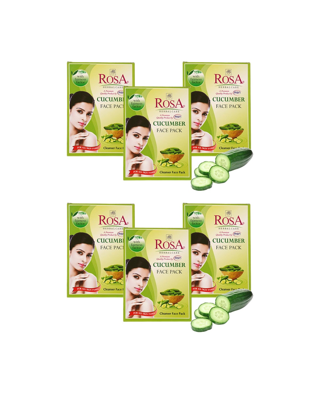 

ROSA Set Of 6 Cucumber Face Pack - 25gm Each, Green
