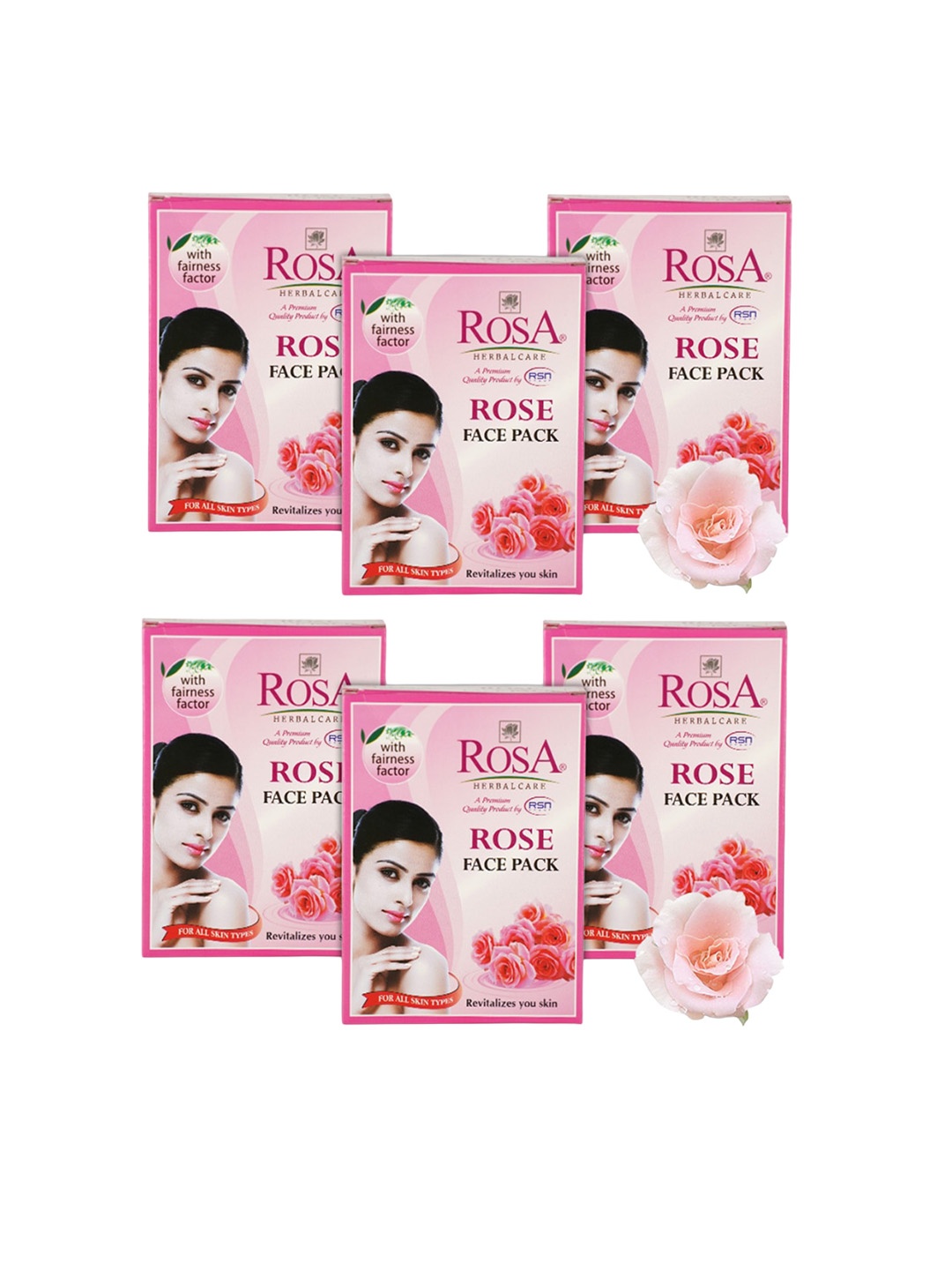 

ROSA Set Of 6 Fairness Factor Rose Face Pack - 25 gm Each, Pink