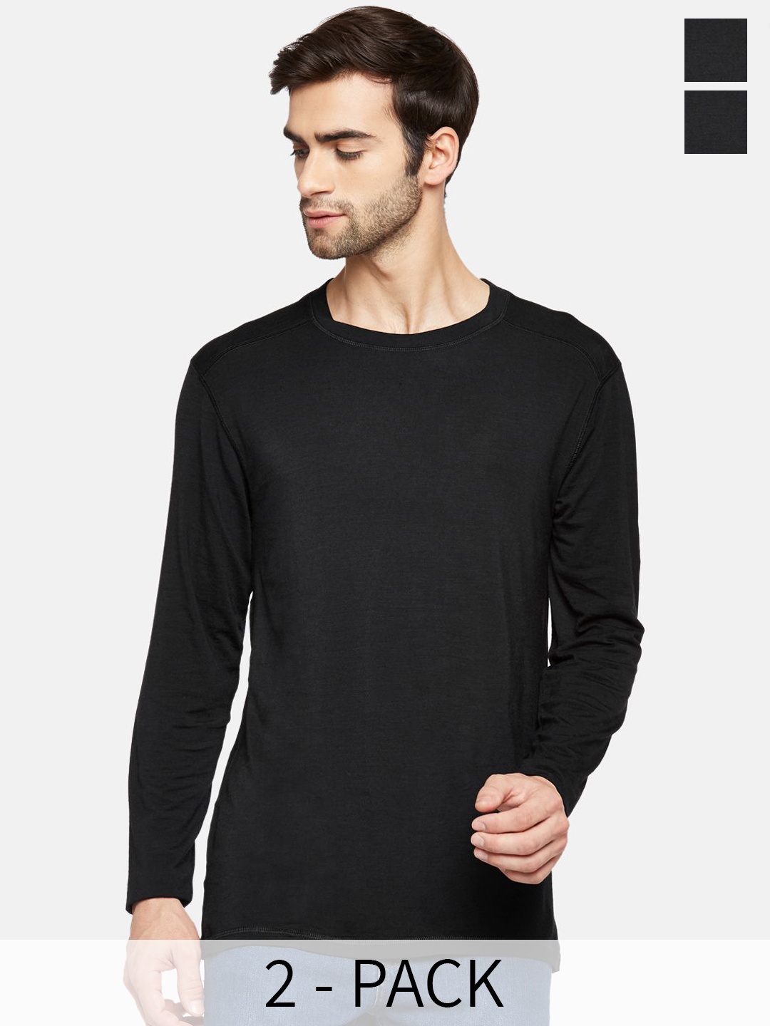 

Kosha Pack Of 2 Woolen Thermal Tops, Black