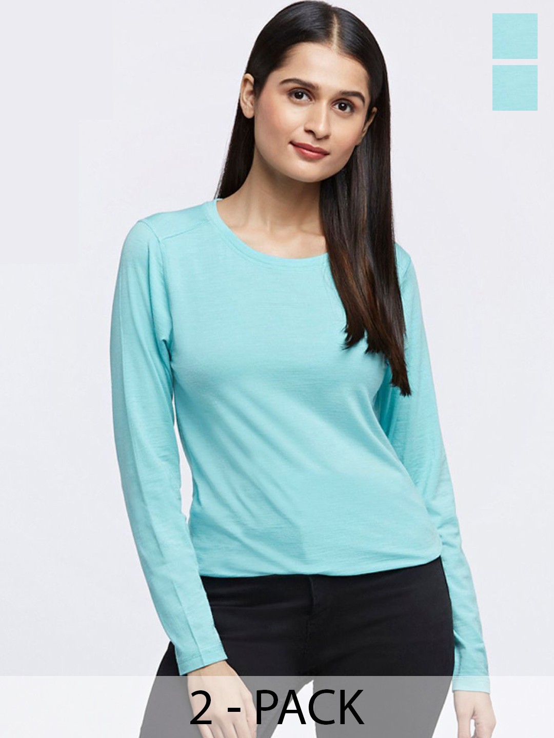 

Kosha Pack Of 2 Merino Wool & Bamboo Lightweight Heat Retention Thermal Top, Turquoise blue
