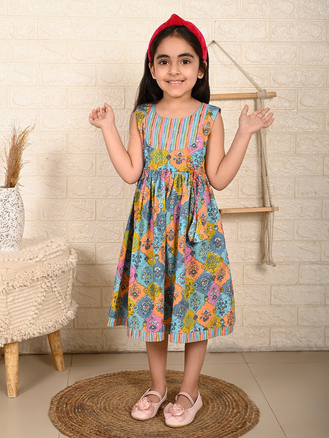 

Sangria Floral Printed Fit & Flare Dress, Blue