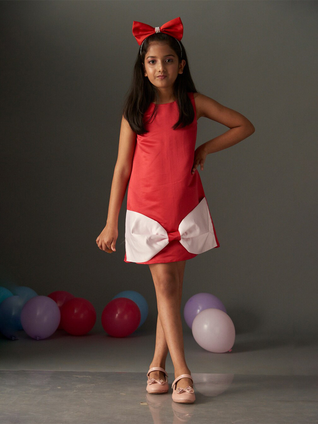 

KidsDew Girls Satin A-Line Dress, Red