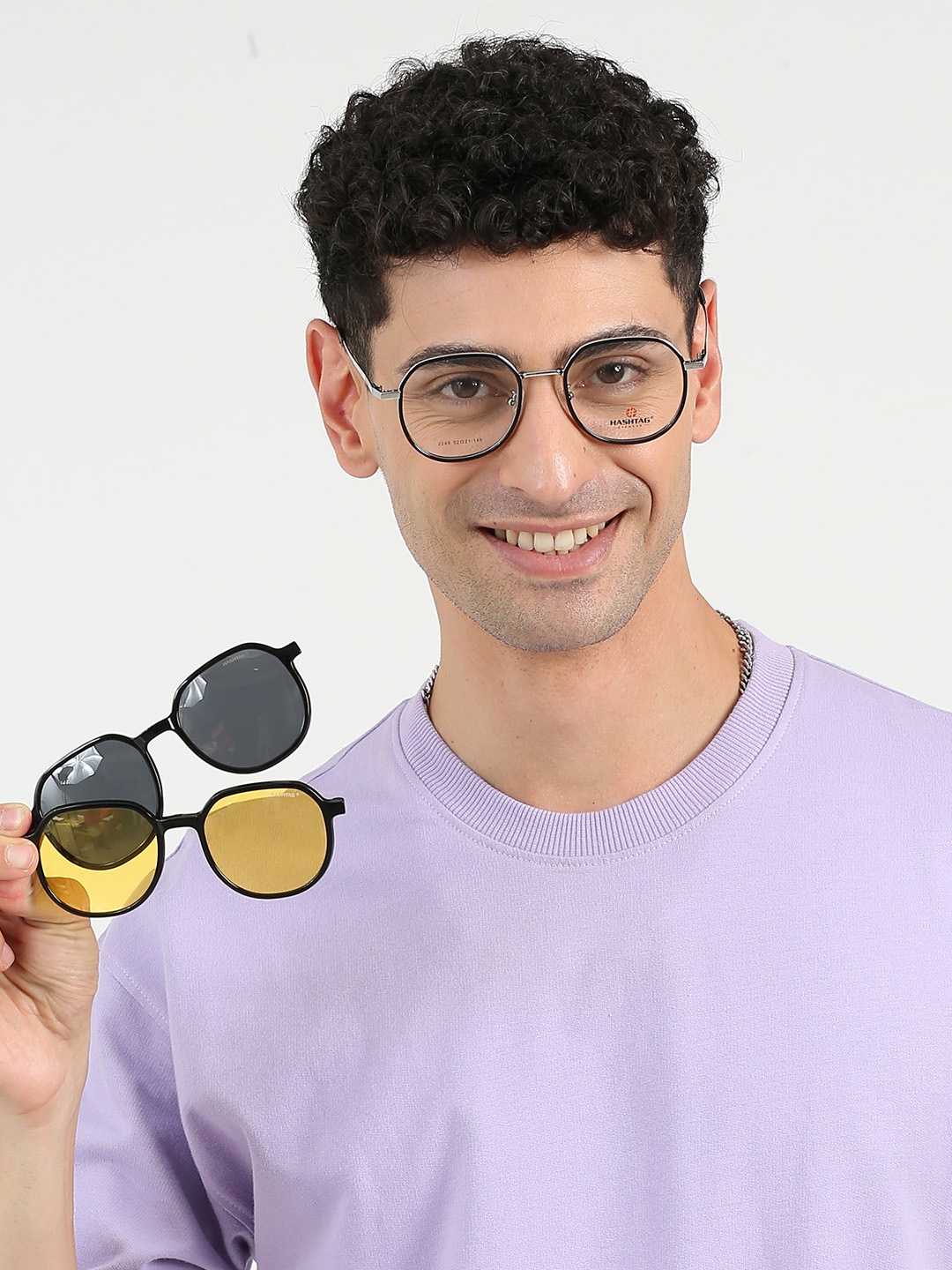 

HASHTAG EYEWEAR Unisex Oval Clip On Sunglasses VK-2249 C1, Transparent