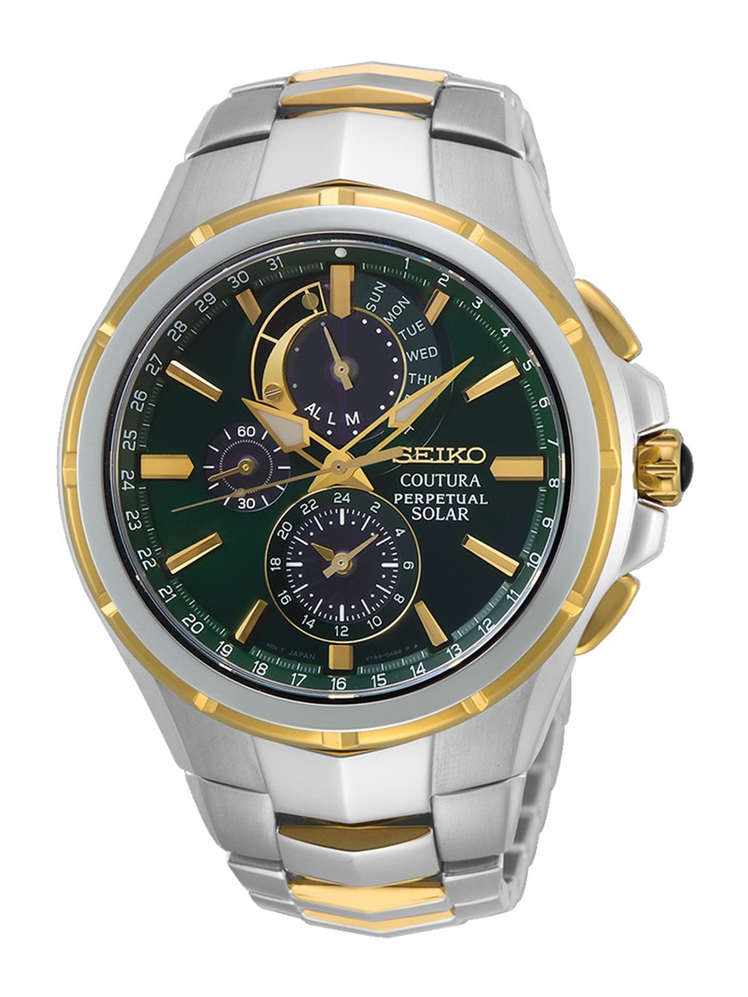

SEIKO Men Dial & Stainless Steel Bracelet Style Analogue Solar Powered Watch SSC764P1, Green
