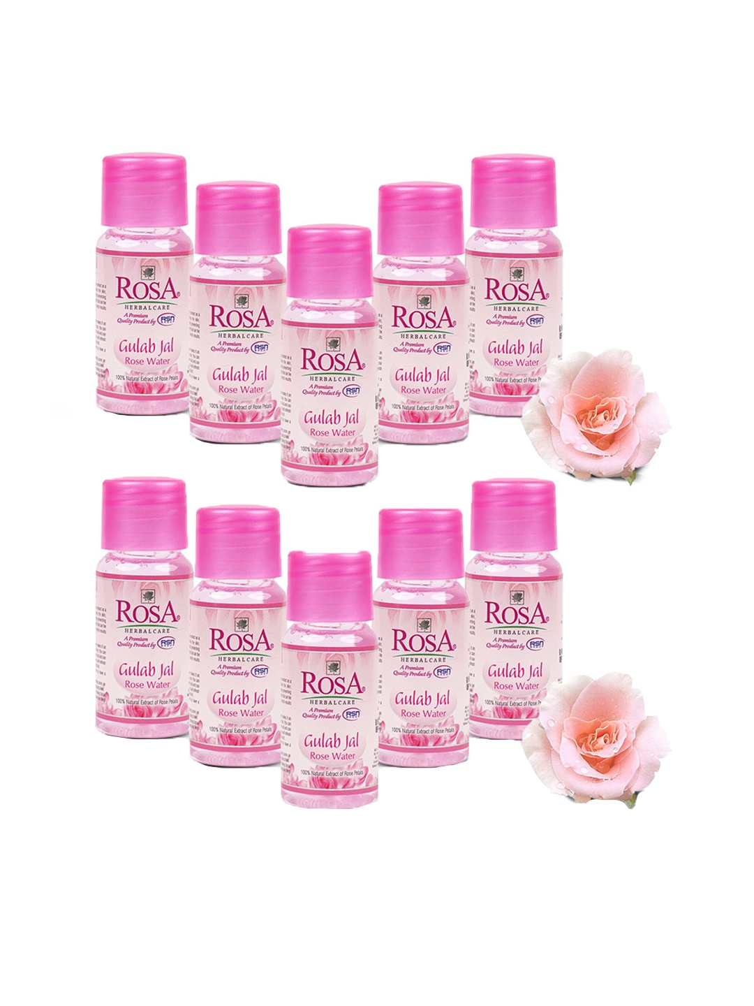 

ROSA Herbal Care Set Of 10 Gulab Jal Rose Water - 35ml Each, Pink