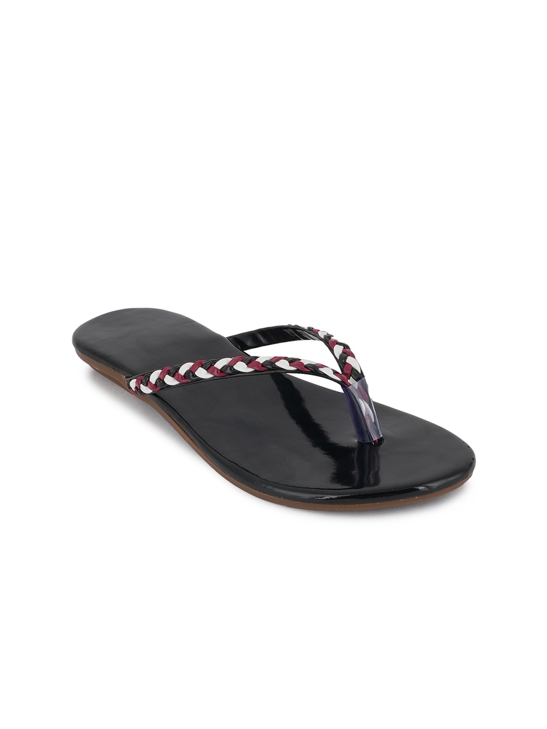 

Walkfree Open Toe T-Strap Flats, Black