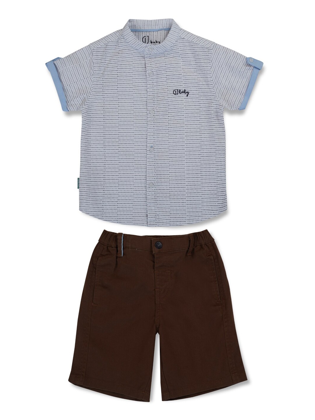 

GJ baby Infants Printed Shirt With Short, White