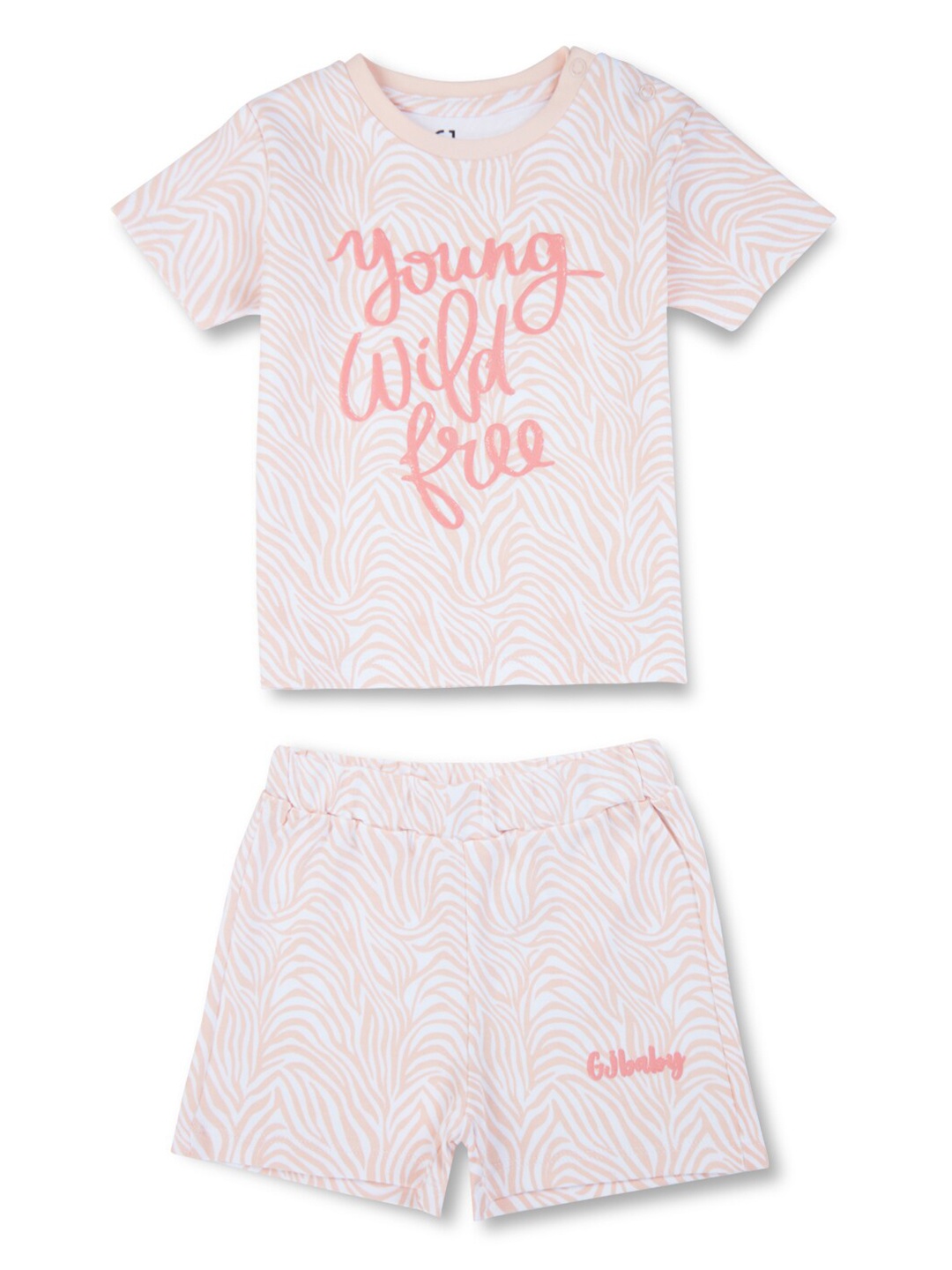 

GJ baby Infants Typography Printed T-shirt With Short, Peach