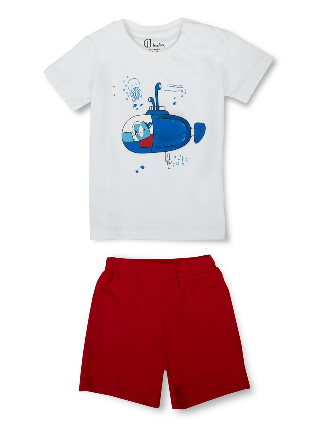 

GJ baby Infant Boys Printed T-shirt with Short, White