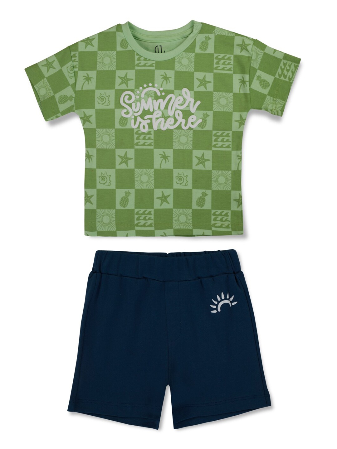 

GJ baby Infant Boys Printed T-shirt With Short, Green