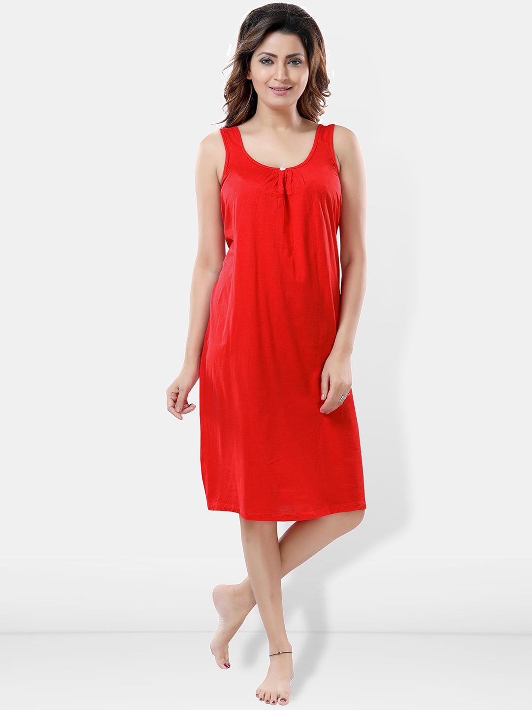 

Be You Cotton Full Nighty Slip, Red