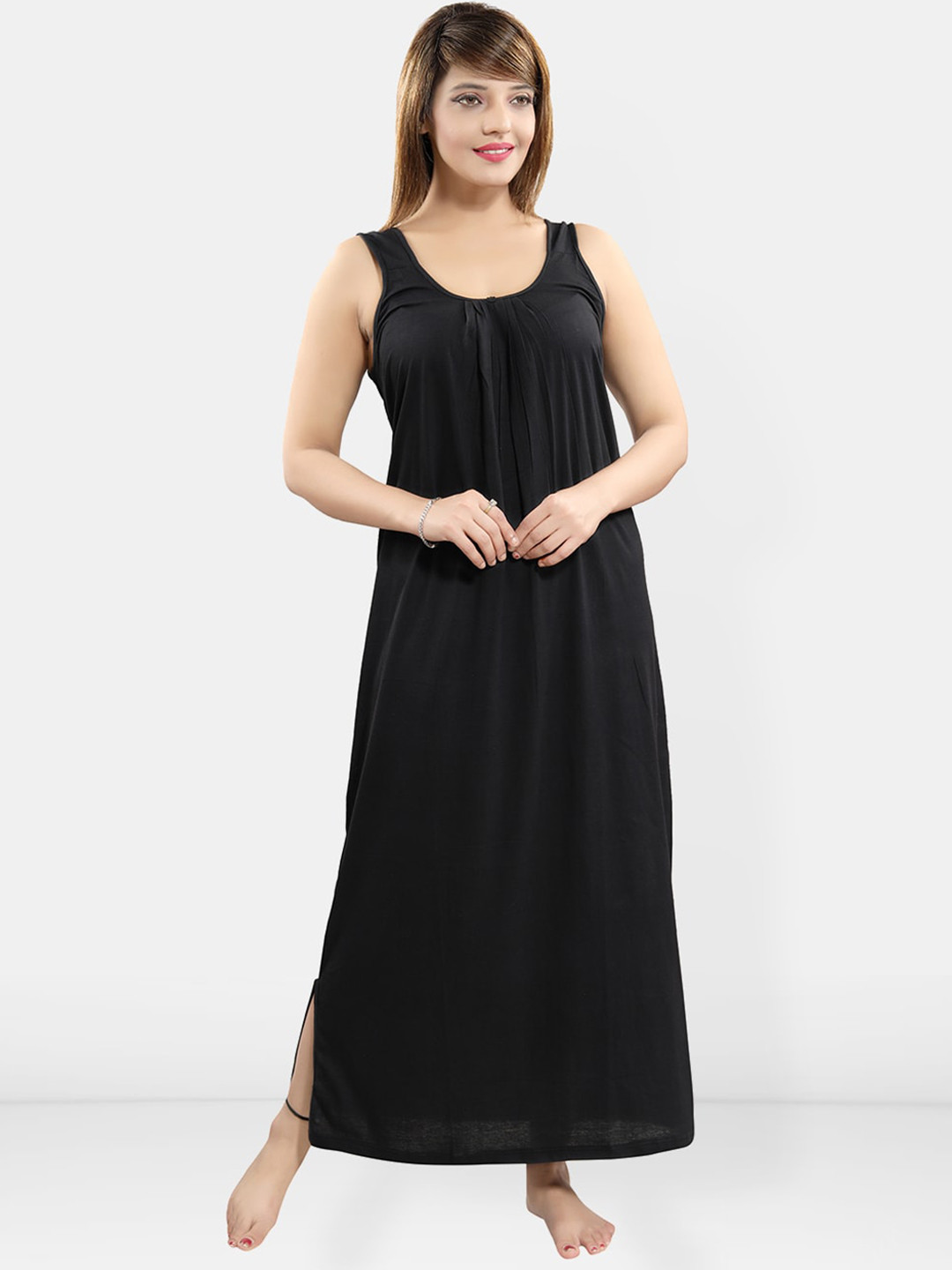 

Be You Sleeveless Cotton Maxi Nightdress, Black