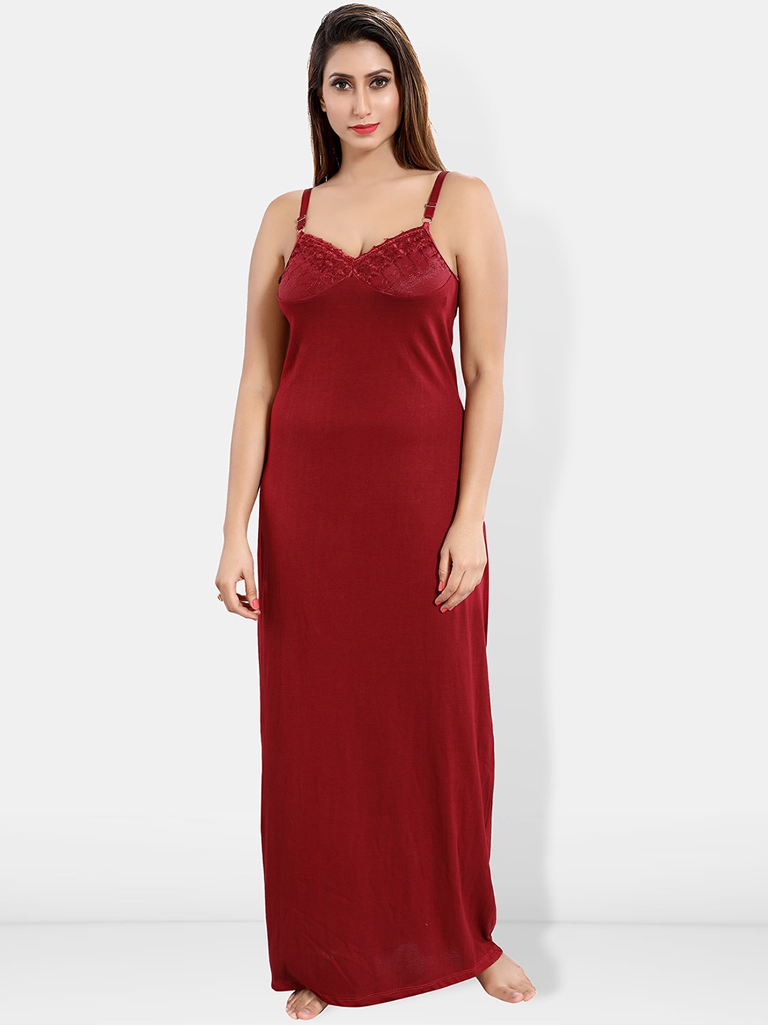 

Be You Sleeveless Cotton Maxi Nightdress, Maroon
