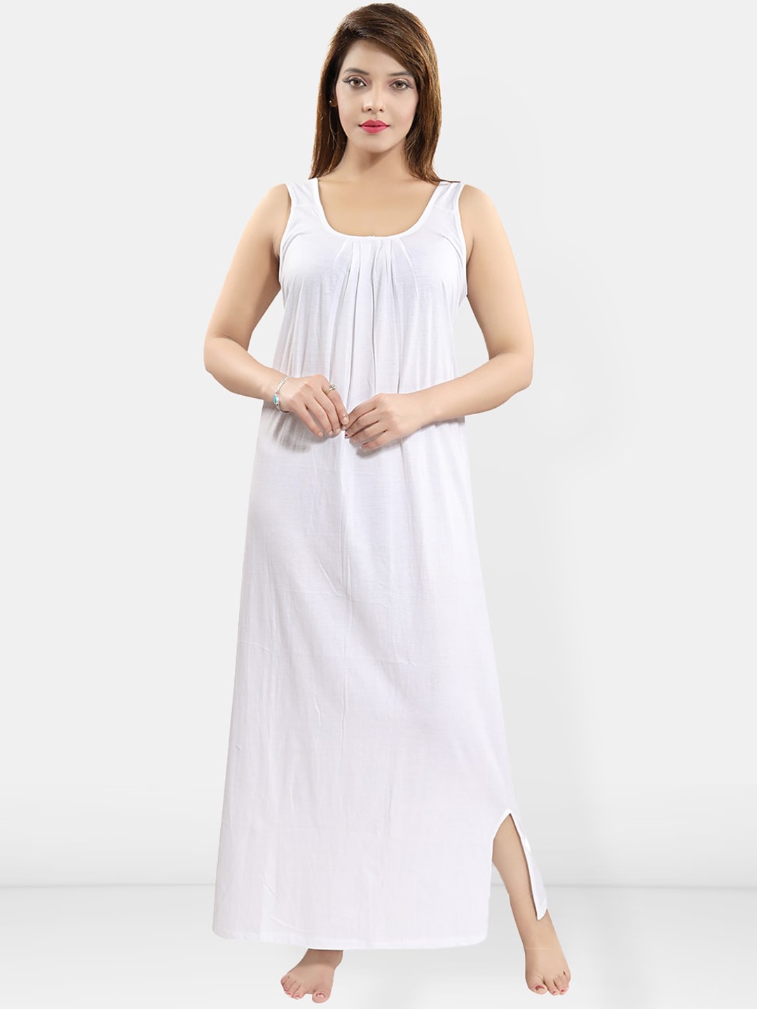 

Be You Cotton Full Nighty Slip, White