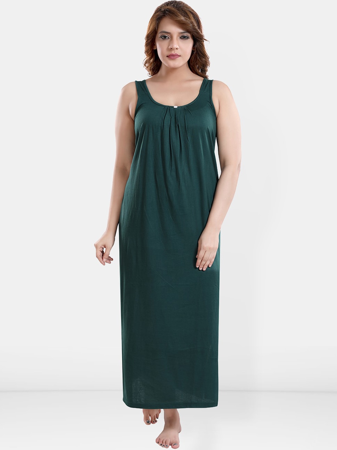 

Be You Sleeveless Cotton Maxi Nightdress, Green