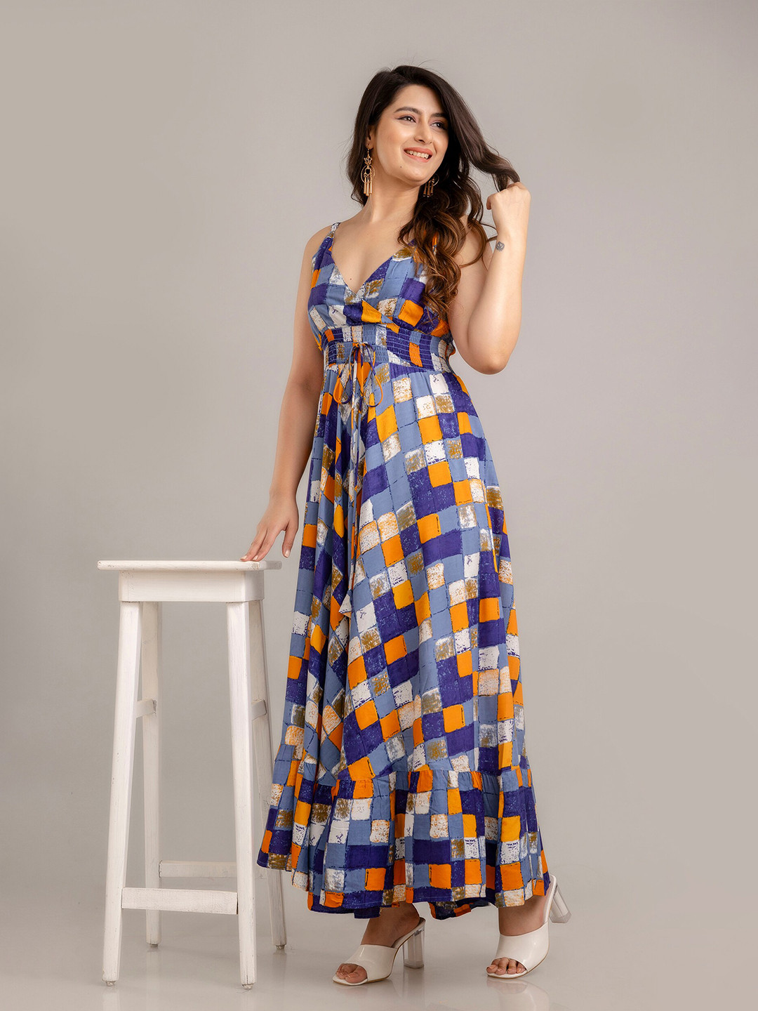

FrionKandy Printed V-Neck Sleeveless Maxi Dress, Multi