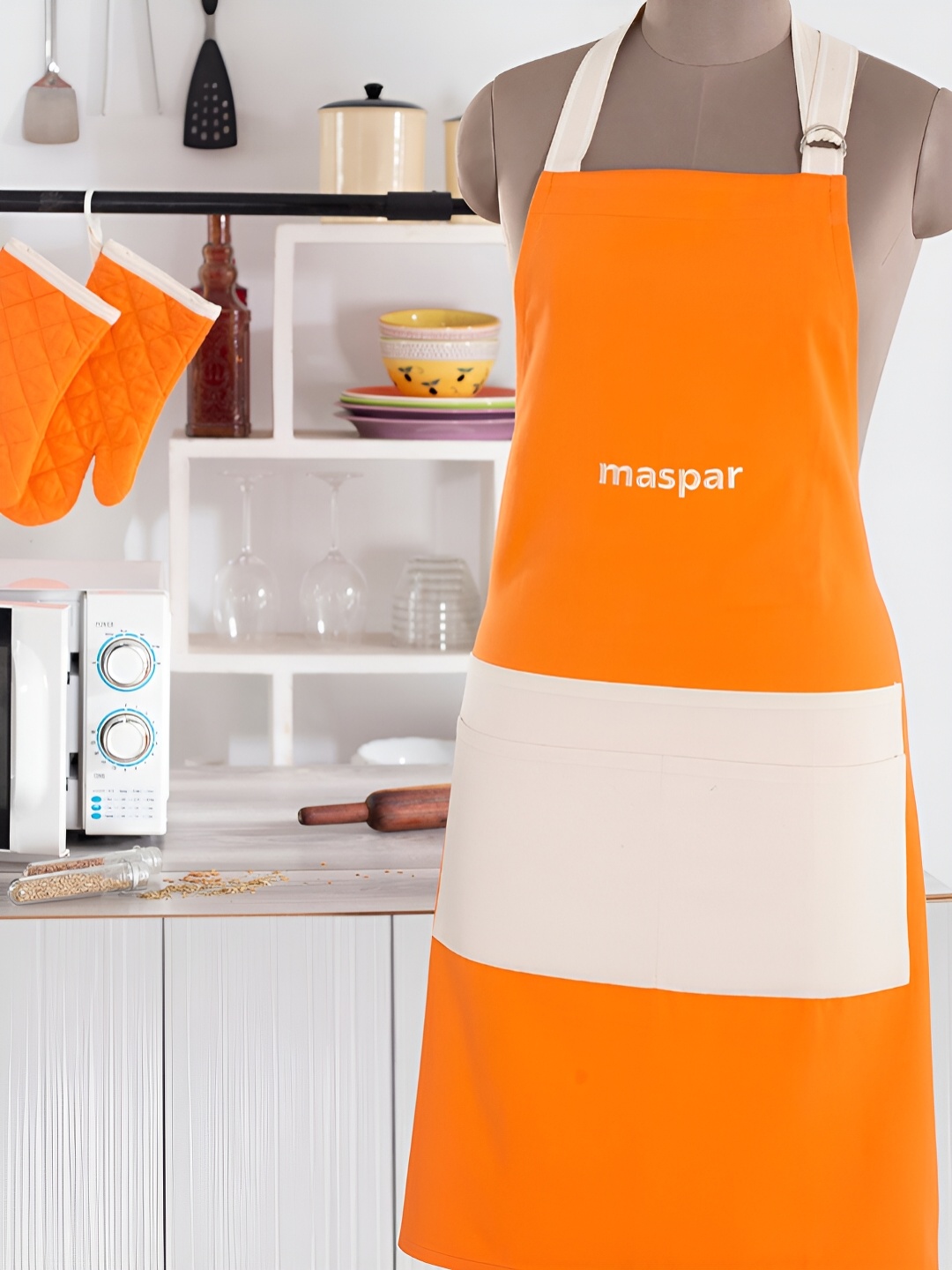 

MASPAR Orange-Colored Printed Cotton Apron