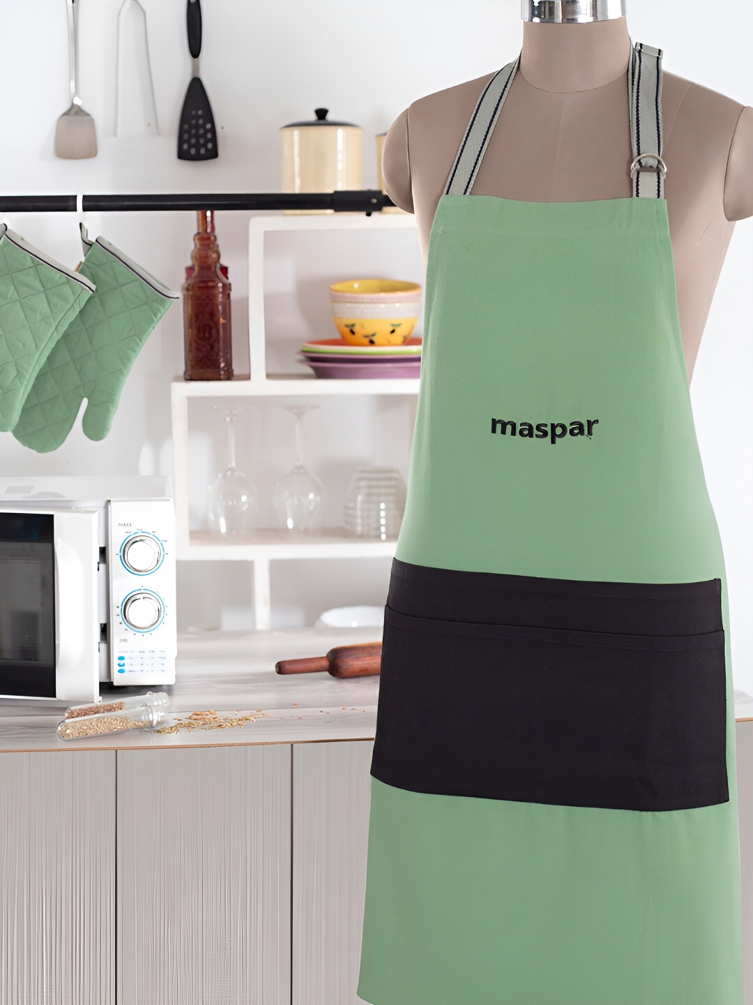 

MASPAR Green Printed Cotton Aprons