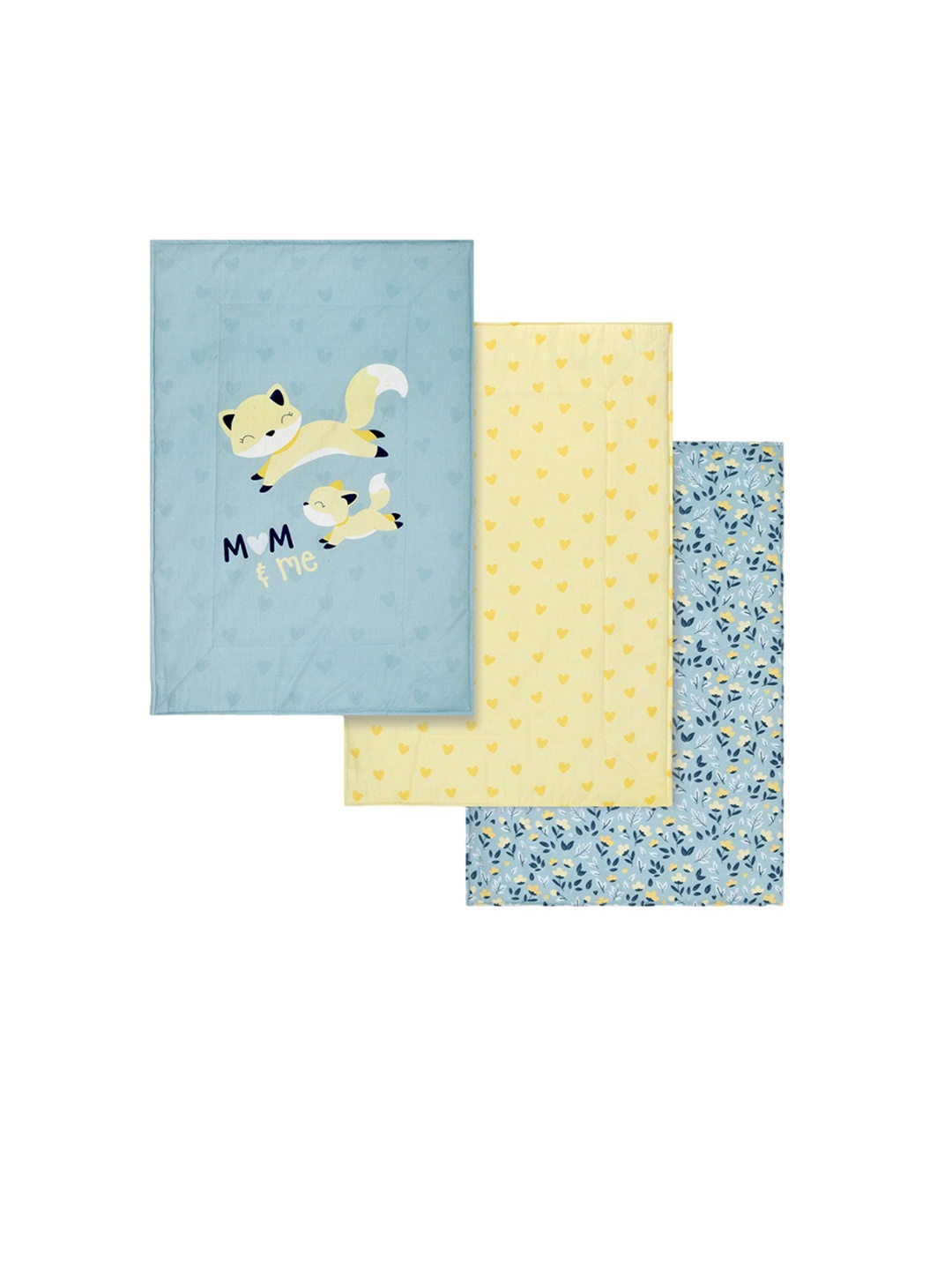 

TIDY SLEEP Infants 3 Pcs Mom & Me Printed Pure Cotton Changing Mats, Blue