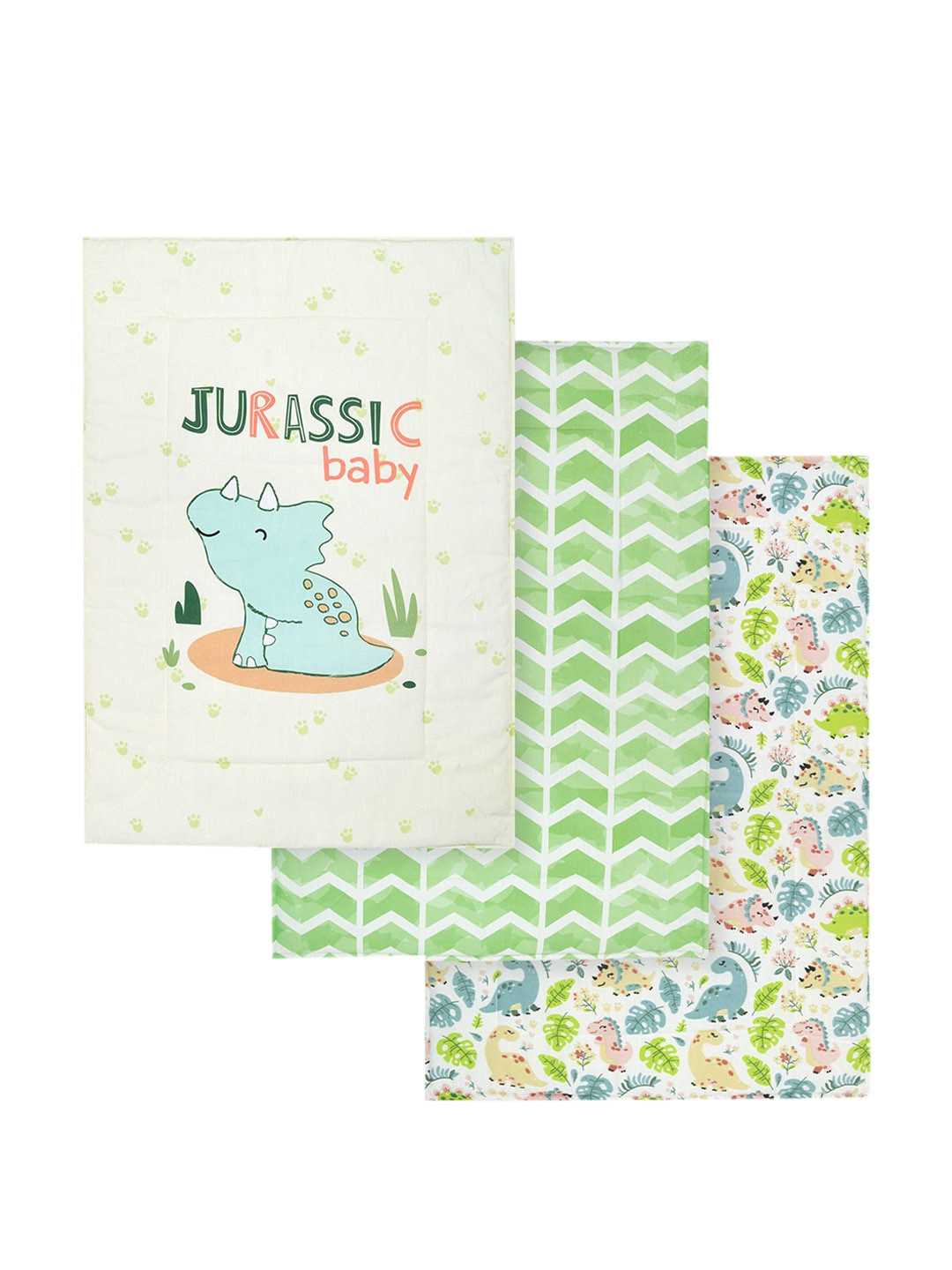 

TIDY SLEEP Pack Of 3 Printed Pure Cotton Diaper Changing Mats, White