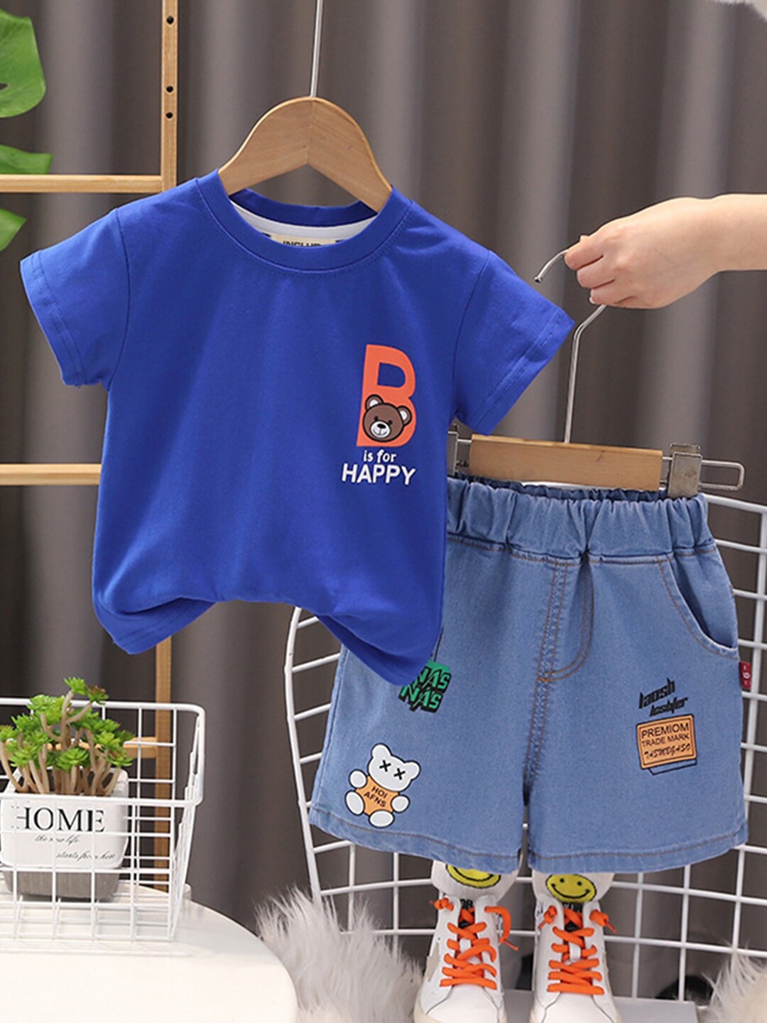 

INCLUD Boys Round Neck Printed T-shirt with Shorts, Blue