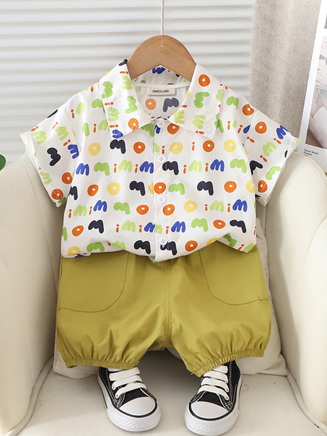 

INCLUD Boys Printed Shirt With Shorts, Yellow