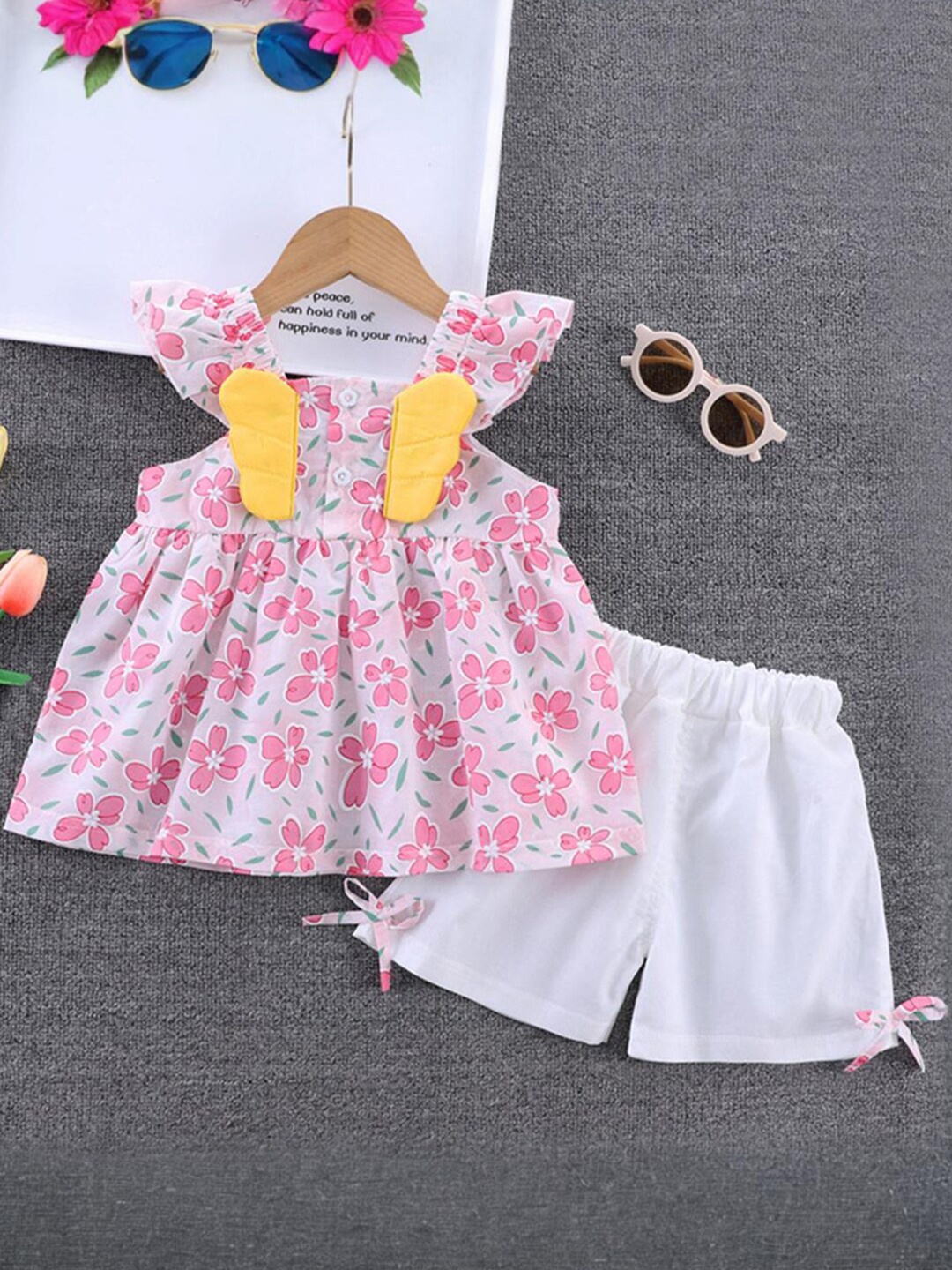 

INCLUD Girls Floral Printed Sleeveless Top & Shorts, Pink