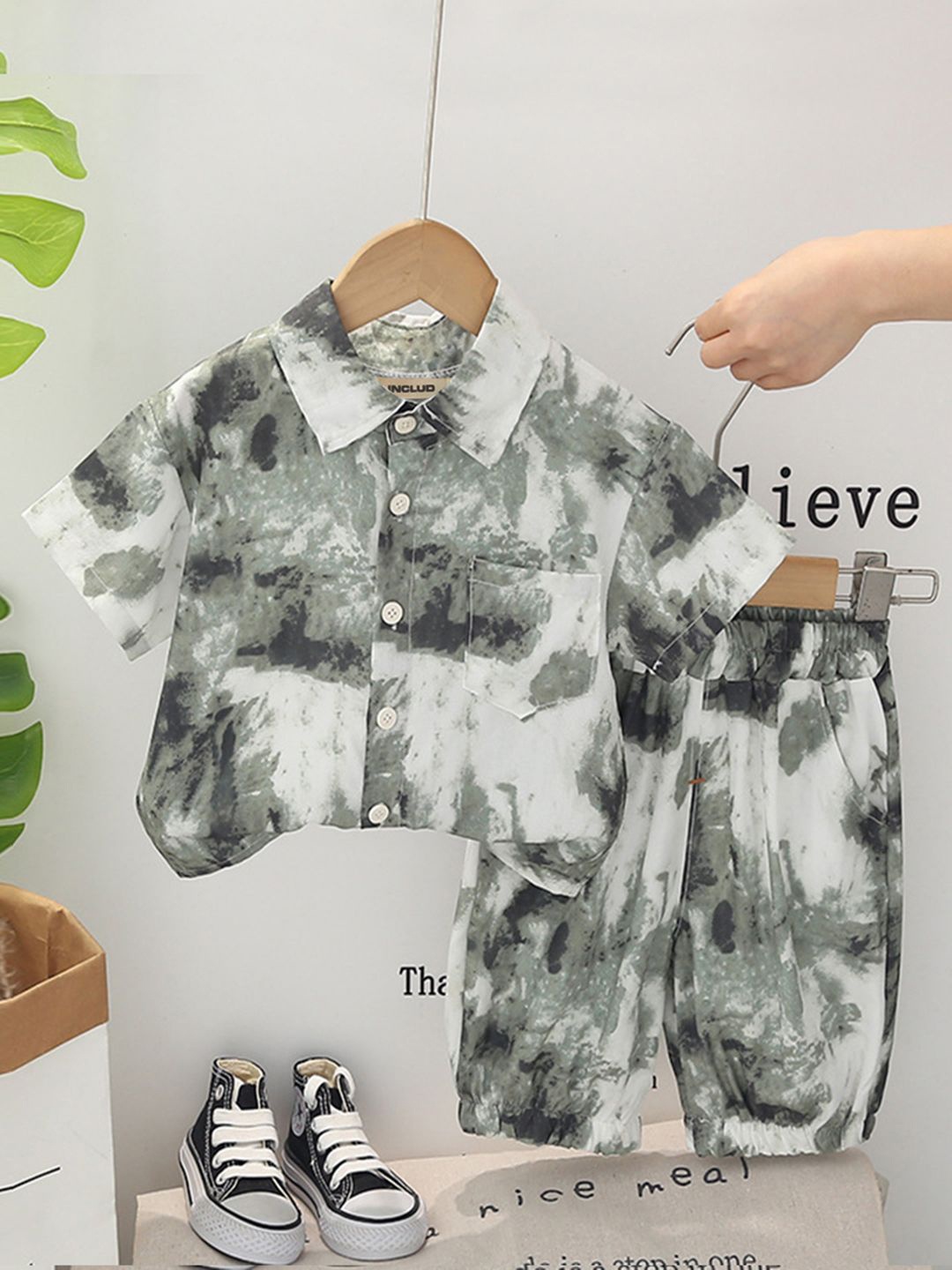 

INCLUD Boys Dyed Shirt With Shorts, Grey