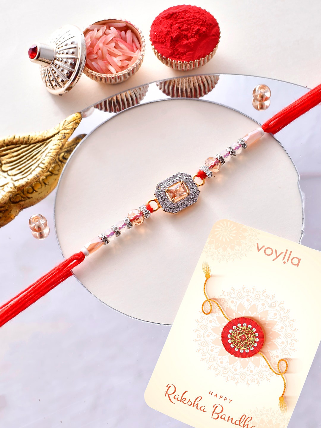 

Voylla Men Beaded Thread Rakhi, Red