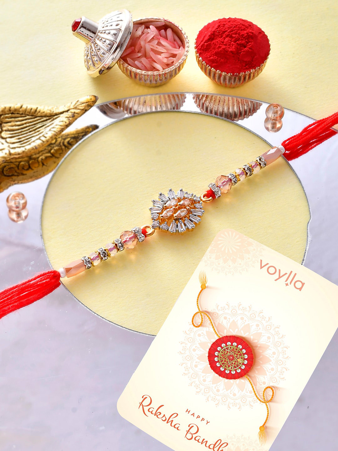 

Voylla Men Embellished Thread Rakhi, Red