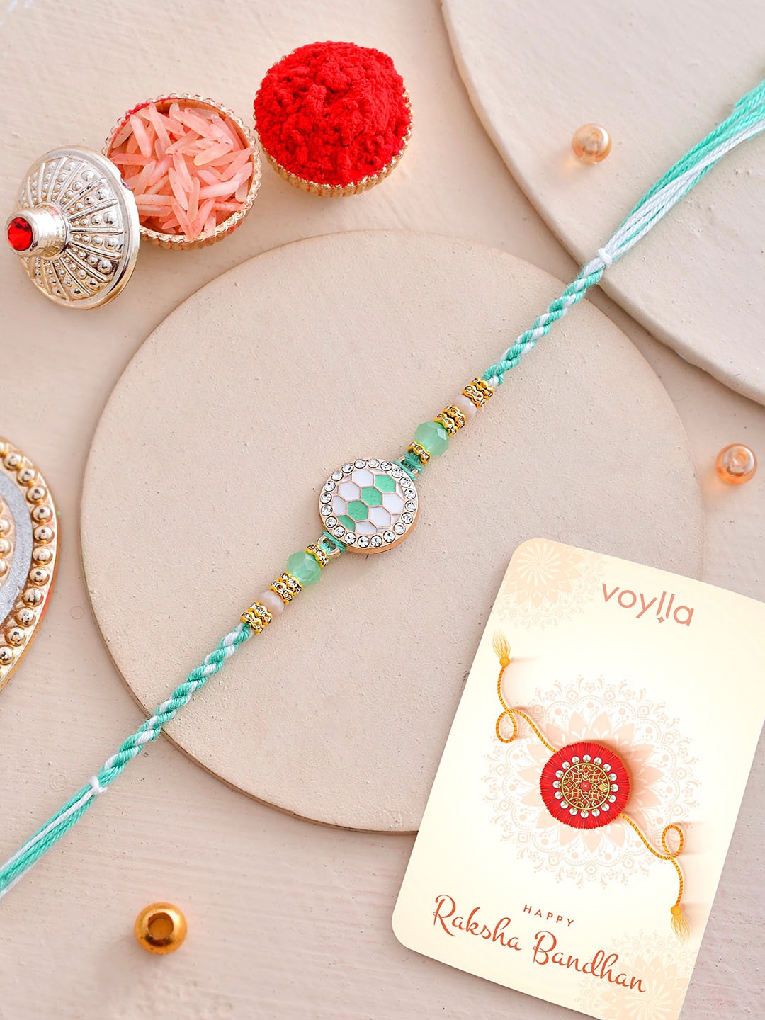 

Voylla Men Beaded Thread Rakhi, Green