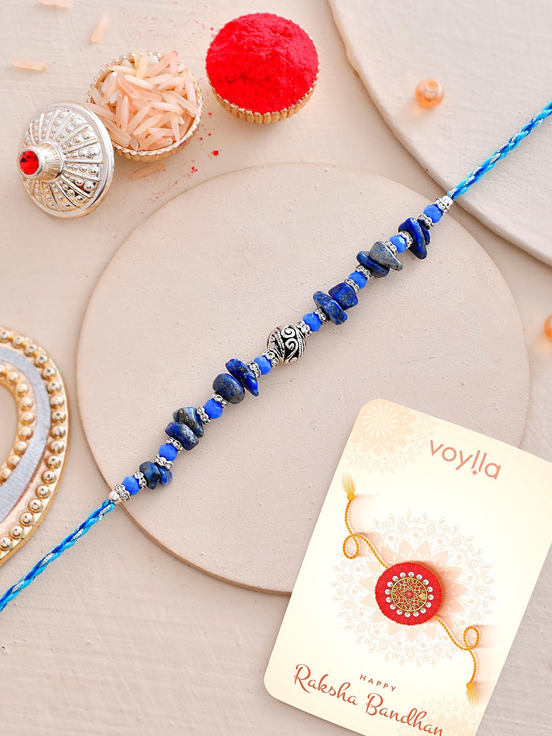 

Voylla Men Beaded Bohemian Thread Rakhi, Navy blue