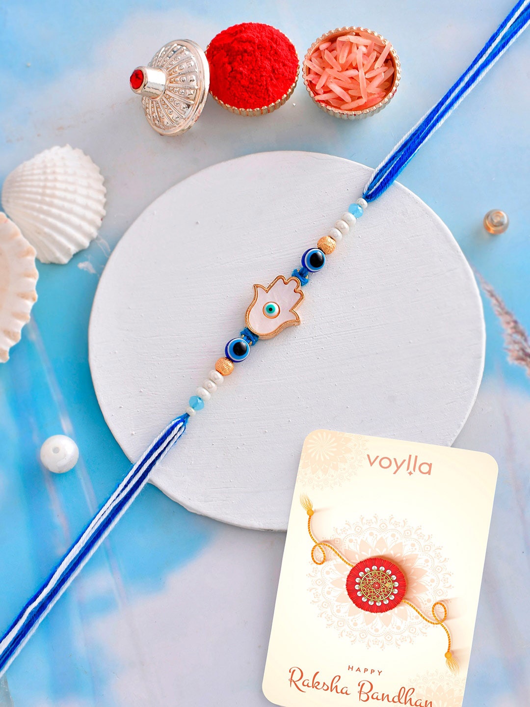 

Voylla Hamsa Thread Rakhi, Blue
