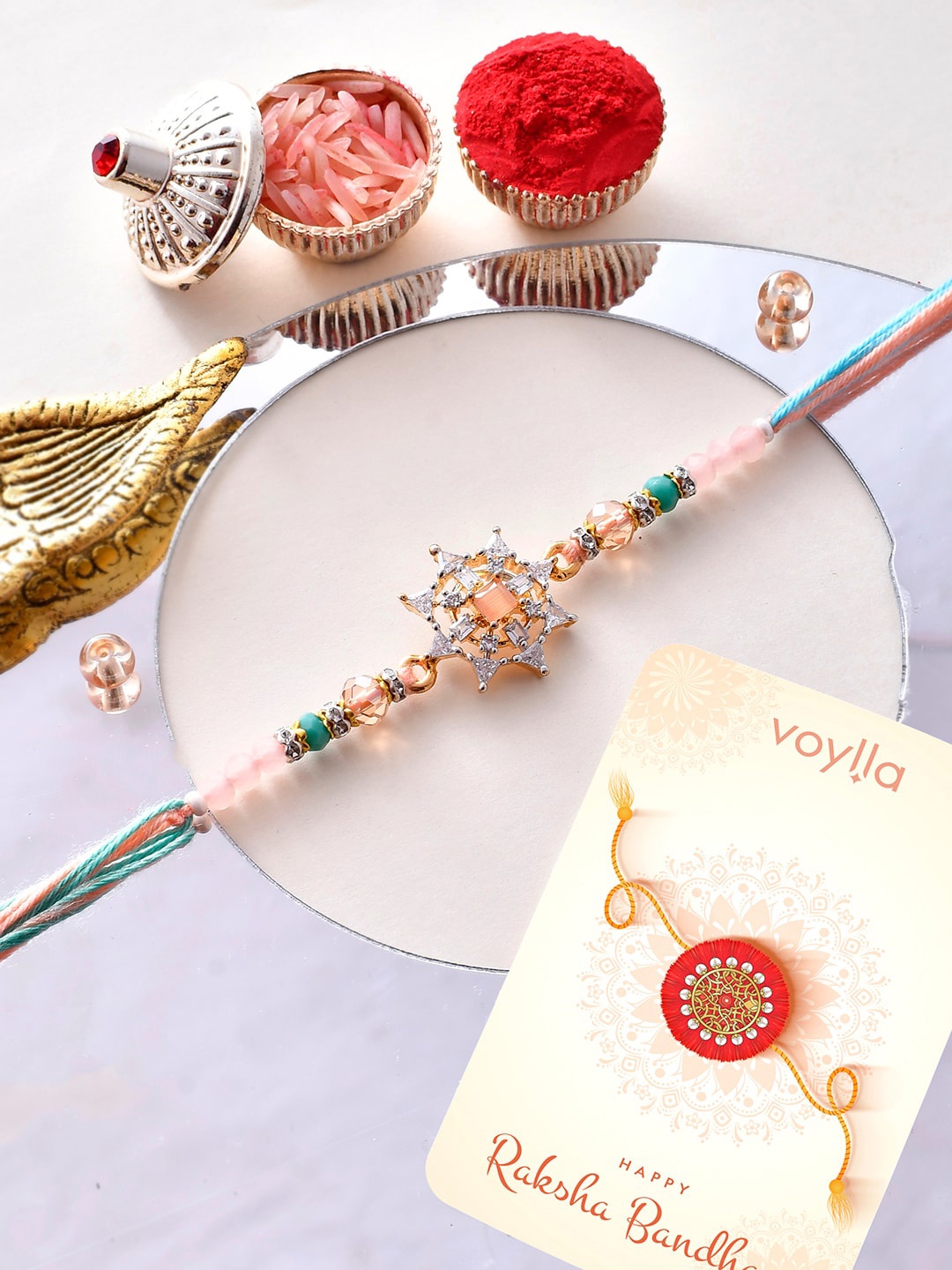 

Voylla Traditional Design Beaded Thread Rakhi, Multi