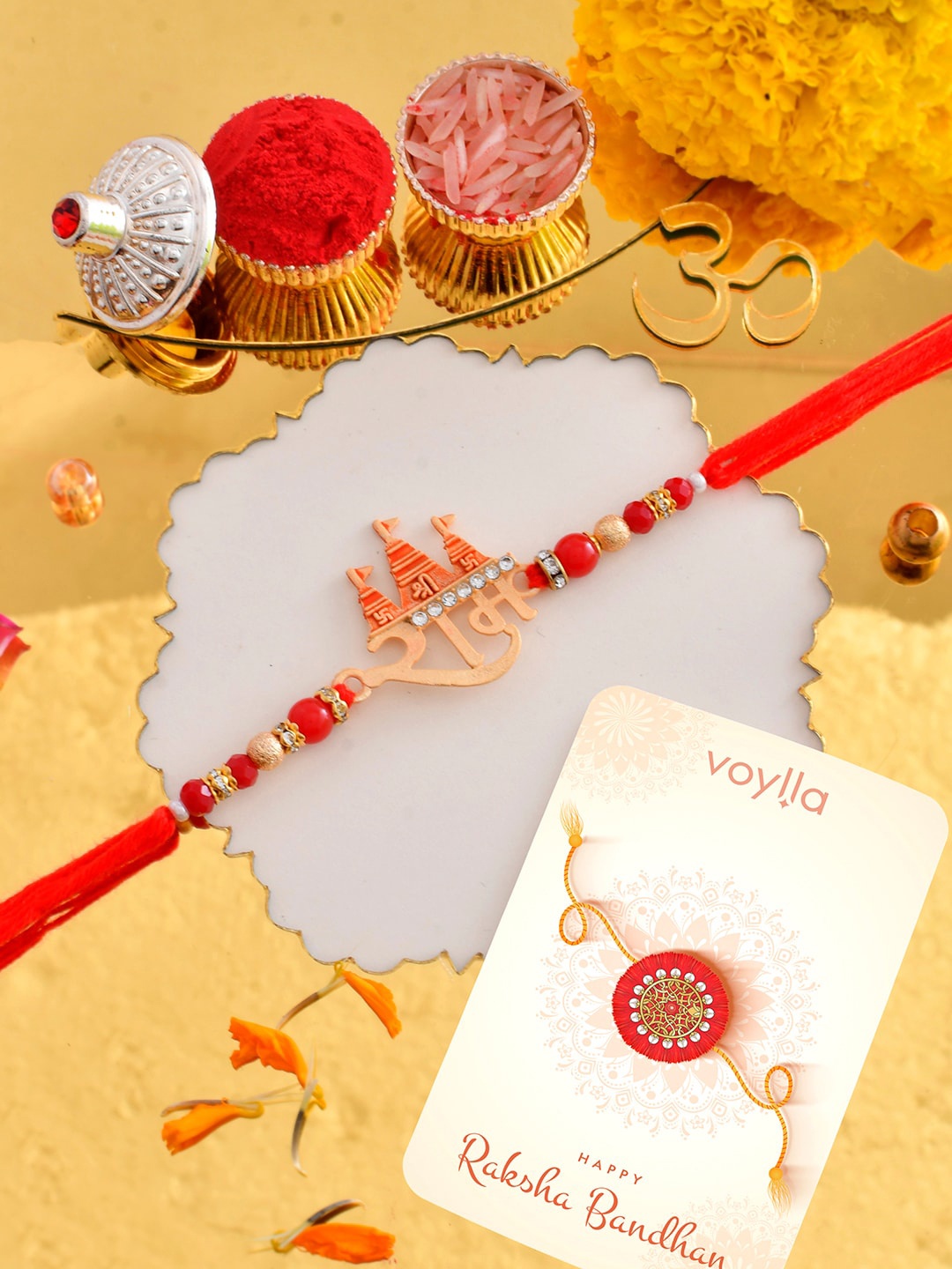 

Voylla Lord Ram Divine Beaded Rakhi, Red