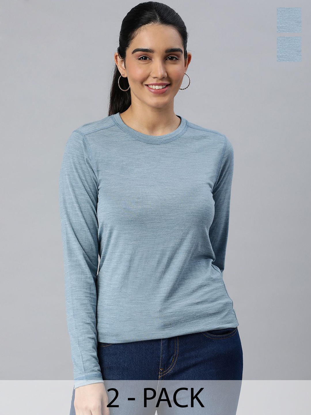 

Kosha Pack Of 2 Merino Wool & Bamboo Lightweight Heat Retention Thermal Top, Blue