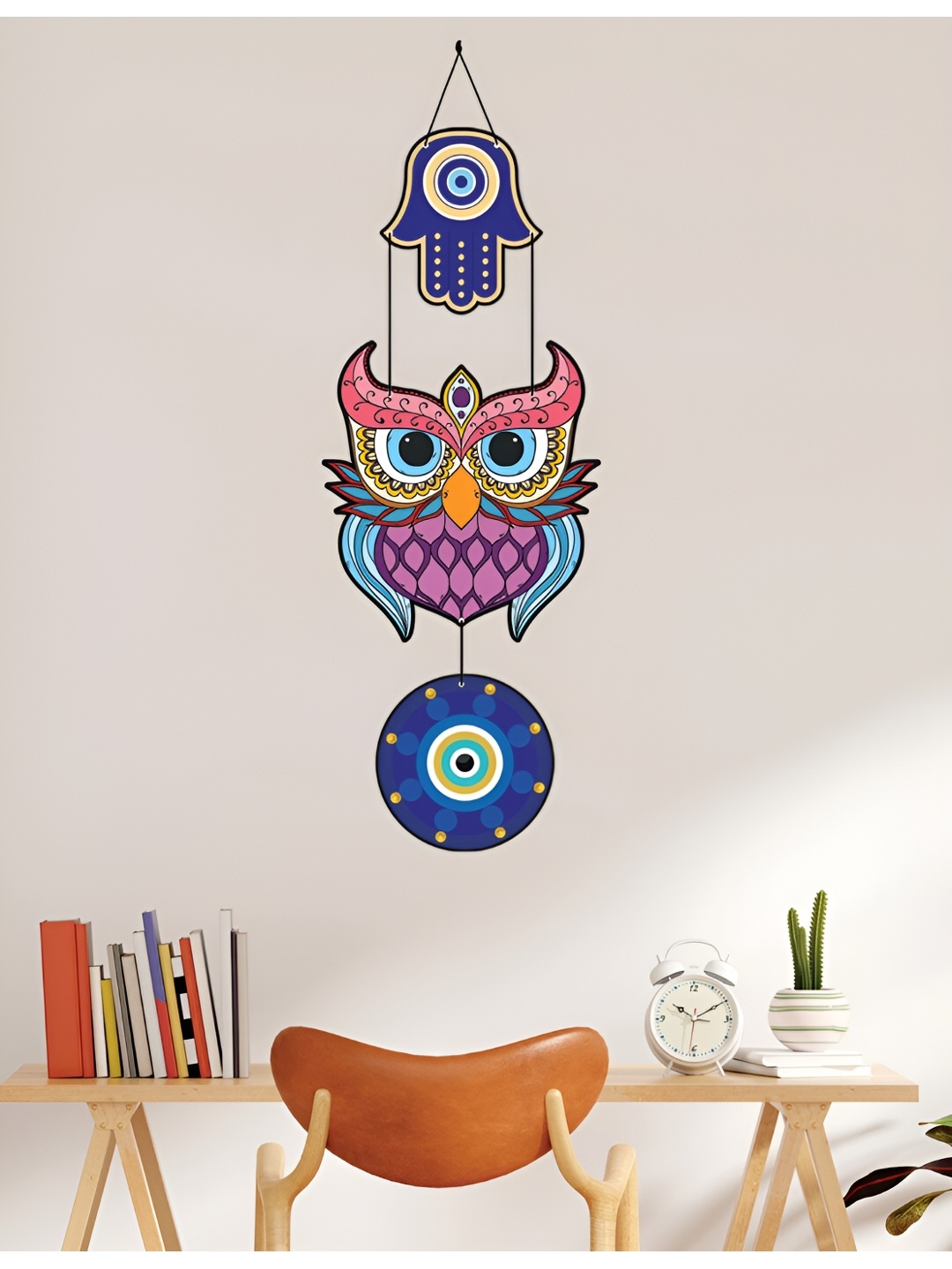 

CVANU Pink & Blue Owl Hanging Wall Decor