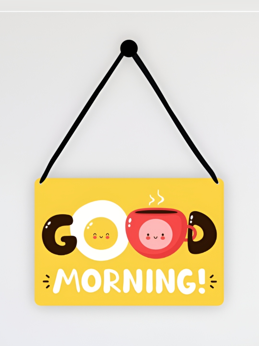 

CVANU Yellow & White Good Morning Printed Hanging Wall Decor