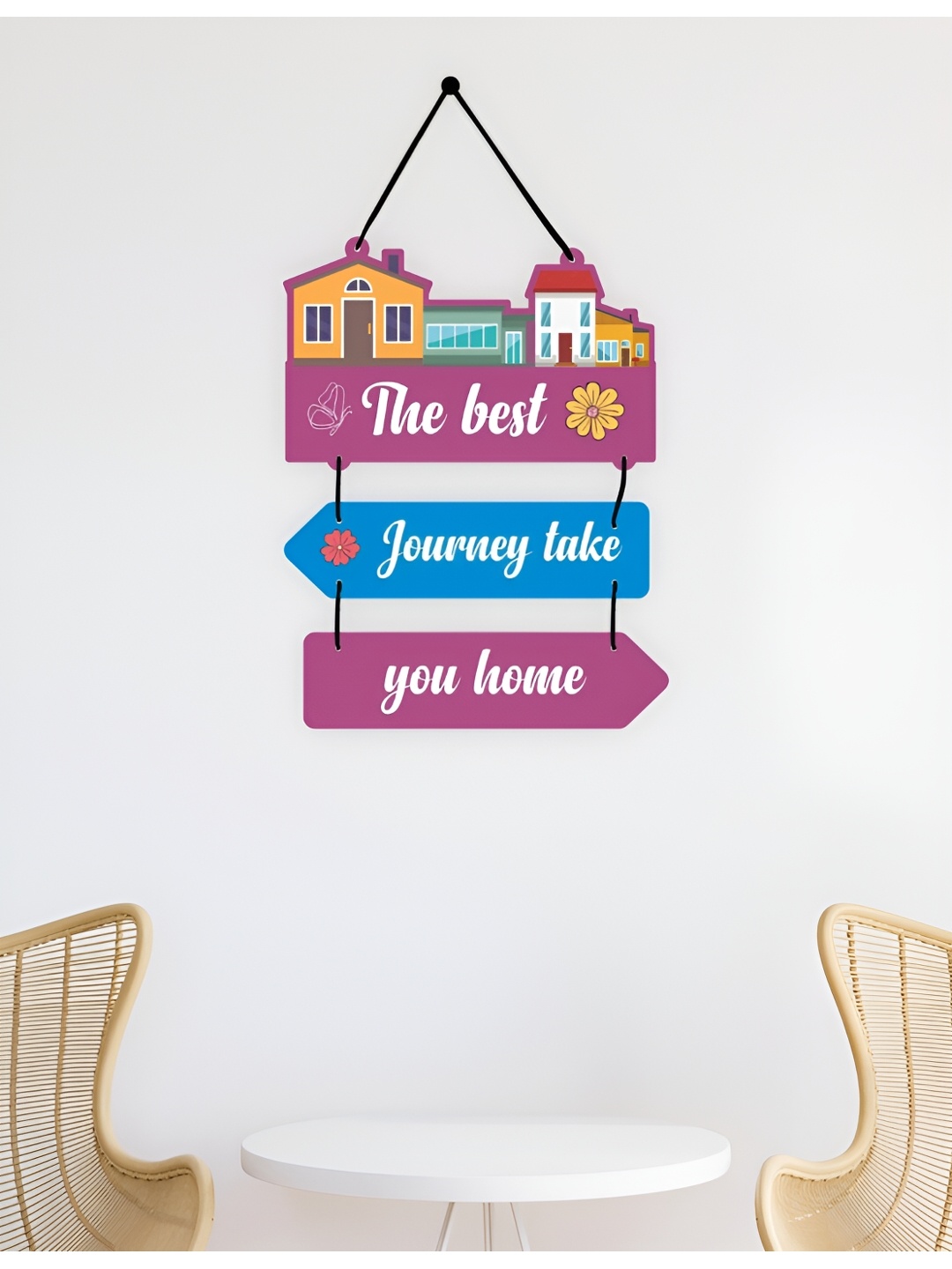 

CVANU Burgundy & Blue Printed Hanging Wall Decor