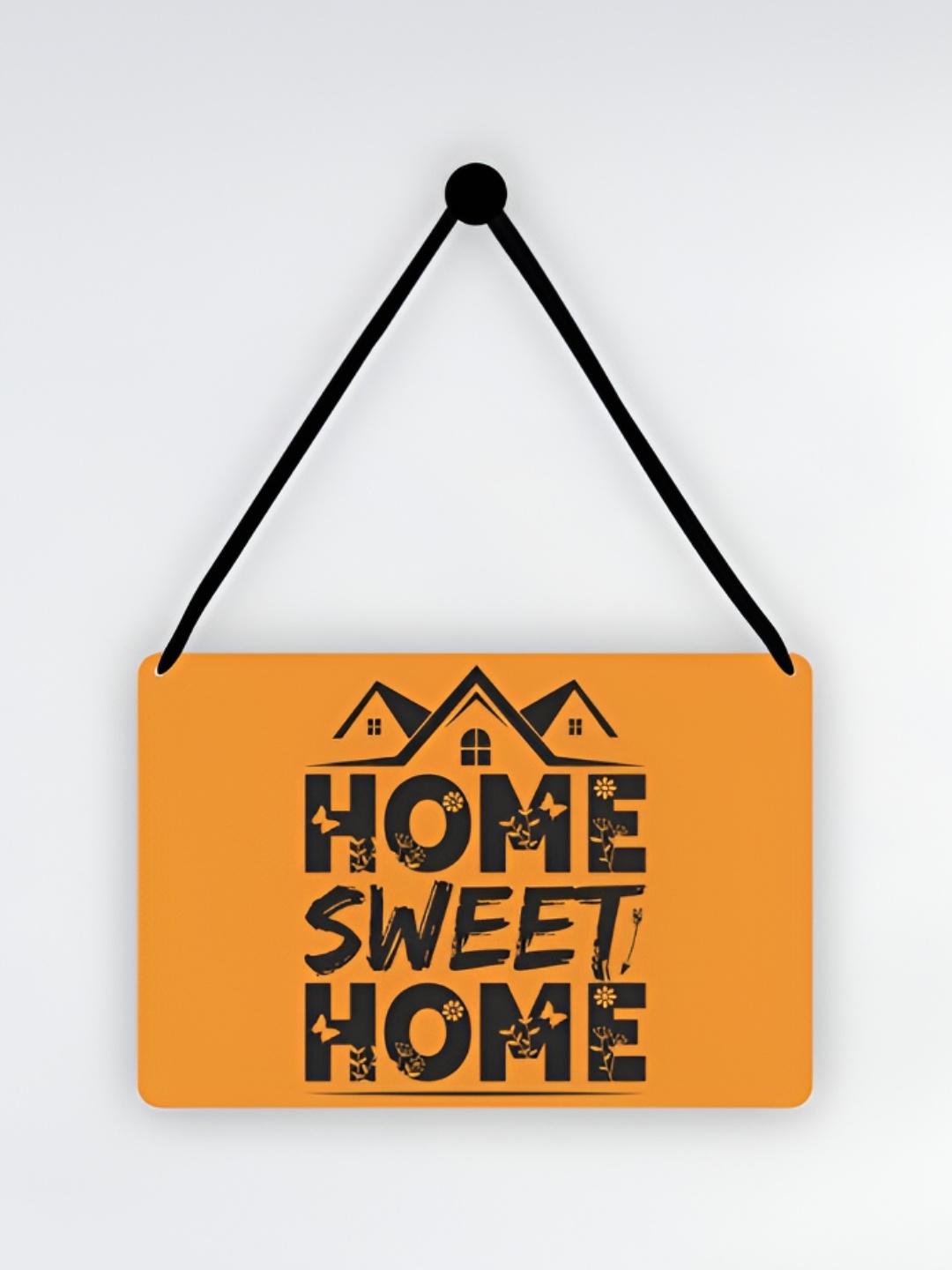 

CVANU Mustard Yellow & Black Printed Home Sweet Home Hanging Wall Decor