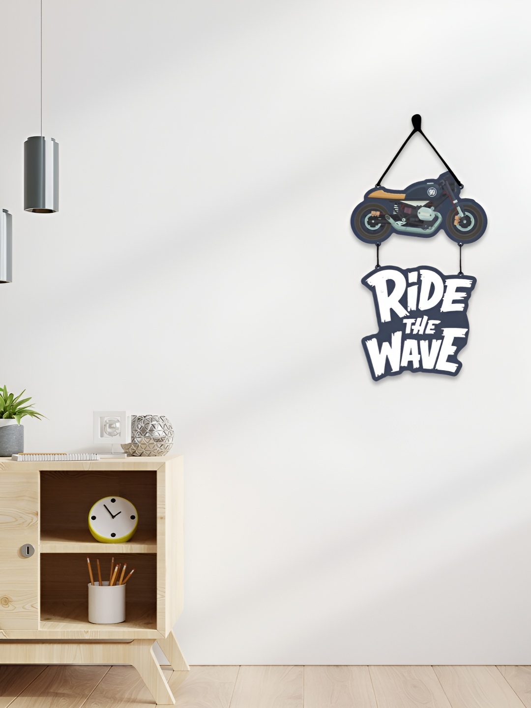 

CVANU Blue & White Printed Wooden Hanging Wall Decor