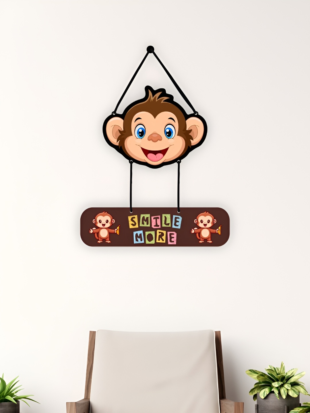 

CVANU Brown & Beige Monkey Printed Hanging Wall Decor