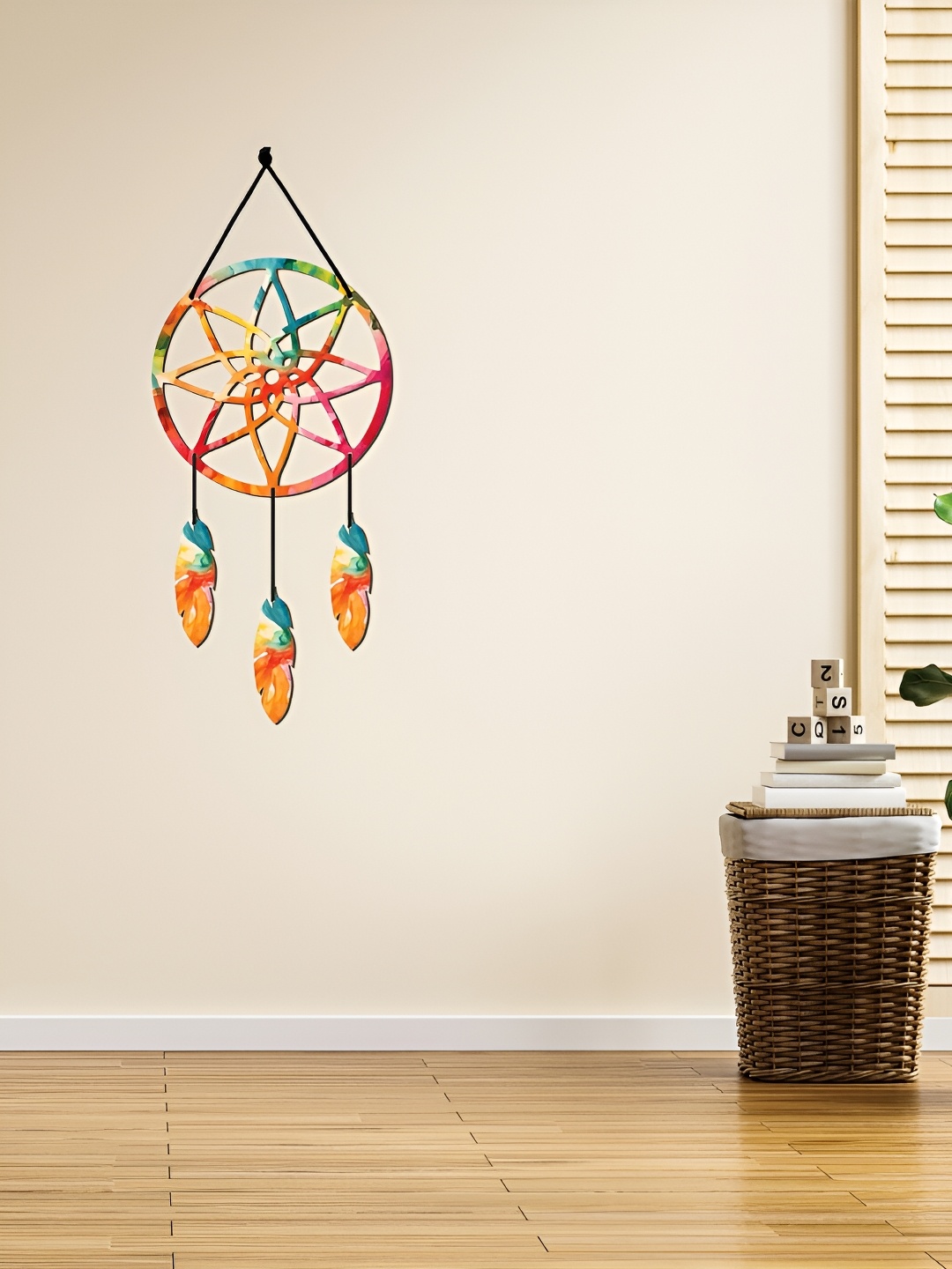 

CVANU Pink & Green Printed Wooden Hanging Wall Decor