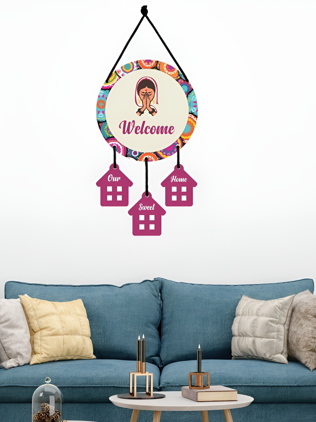 

CVANU Pink & White Printed Hanging Wall Decor