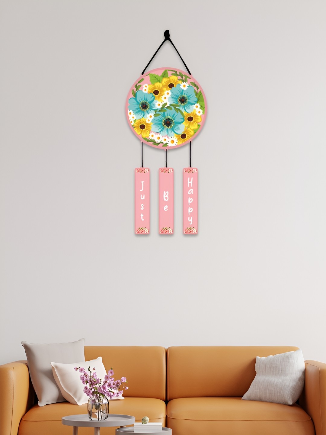 

CVANU Pink & Blue Flower Printed Hanging Wall Decor