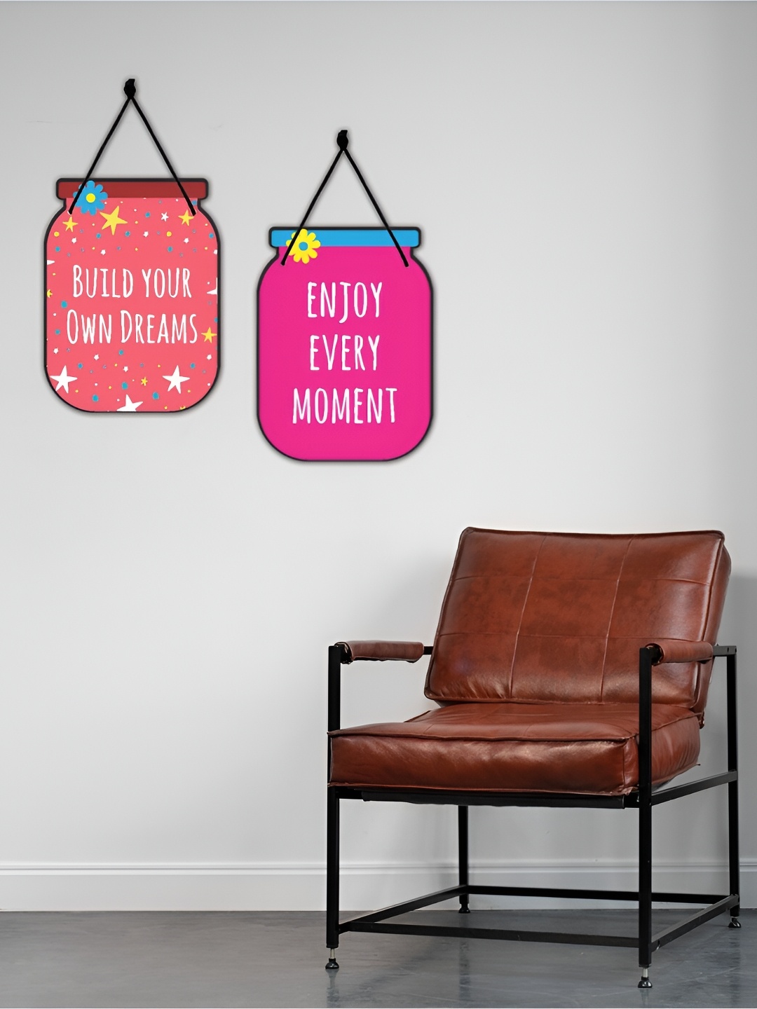 

CVANU Pink & Peach 2 Pieces Printed Hanging Wall Decor