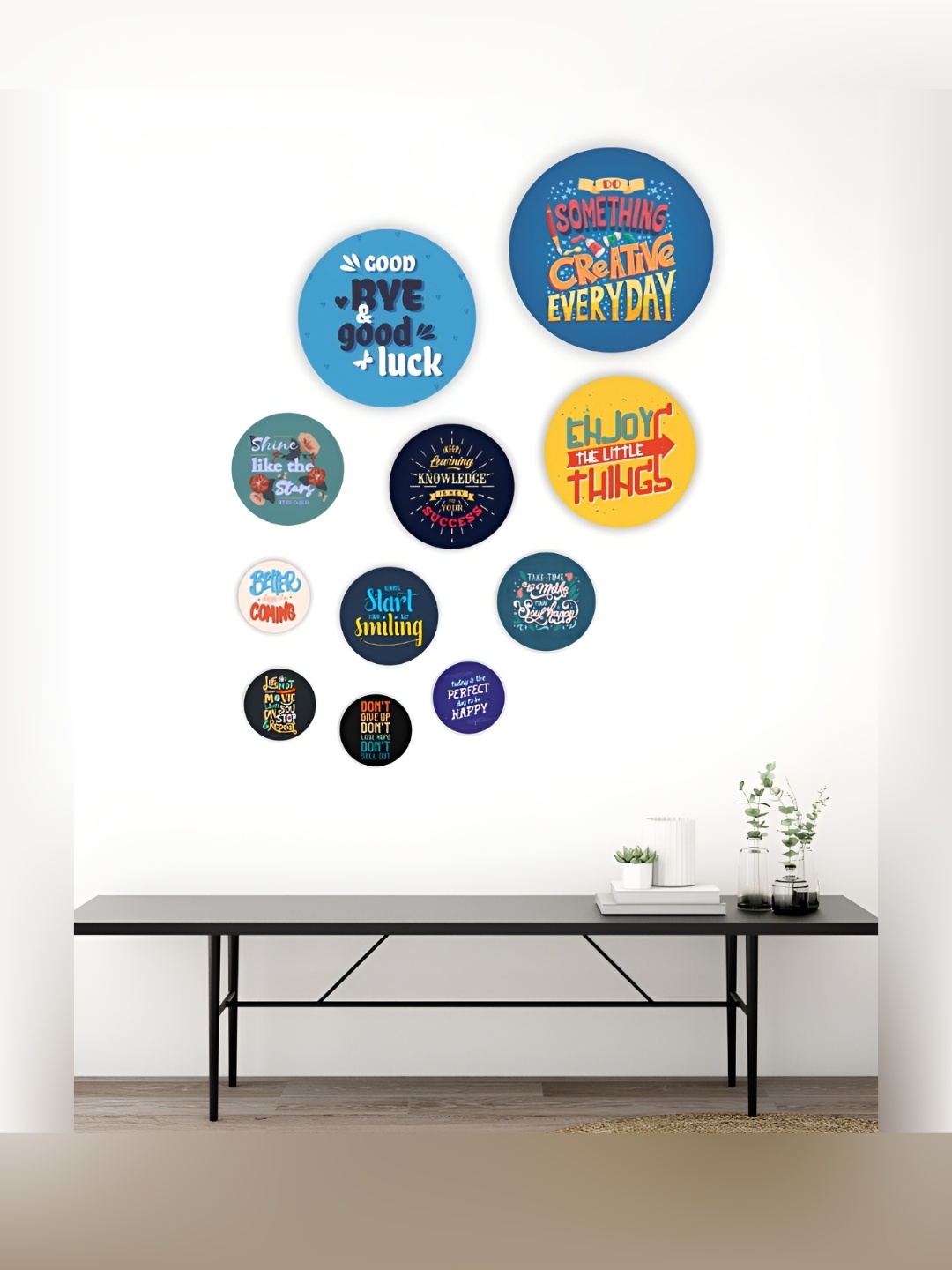 

CVANU Blue & Yellow 11 Pieces Printed Hanging Wall Decor
